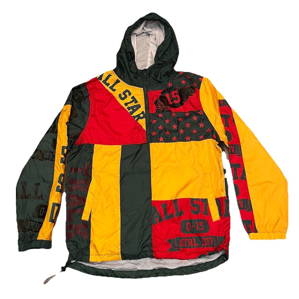Rebel Minds All Star Track Men 2XL Multi Color Block Windbreaker Pullover Jacket